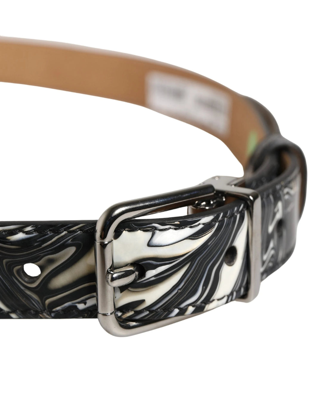 Dolce &amp; Gabbana Sample Sale Dolce &amp; Gabbana Men Black Marble Leather Metal Buckle Belt - | Designer outlet