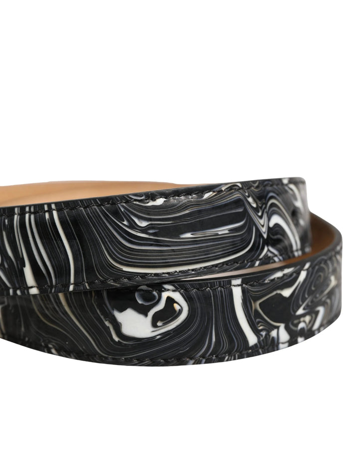 Dolce &amp; Gabbana Sample Sale Dolce &amp; Gabbana Men Black Marble Leather Metal Buckle Belt - | Designer outlet