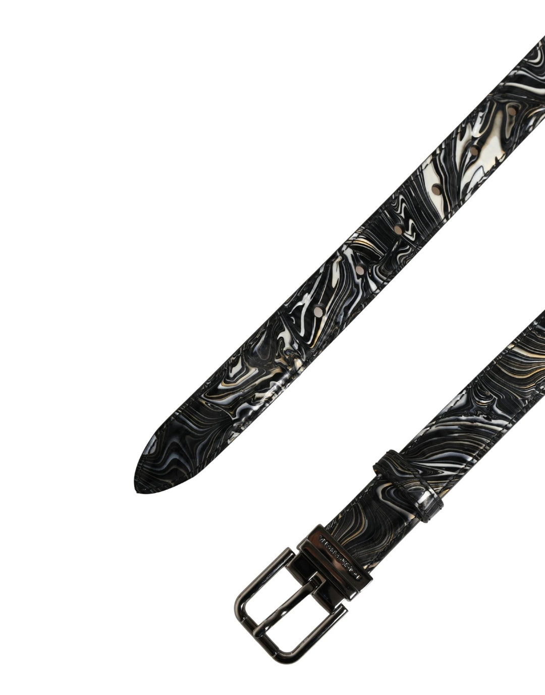 Dolce &amp; Gabbana Sample Sale Dolce &amp; Gabbana Men Black Marble Leather Metal Buckle Belt - | Designer outlet