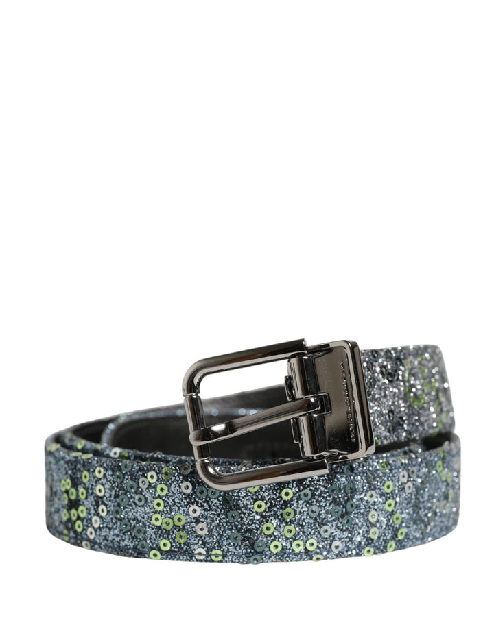 Dolce &amp; Gabbana Sample Sale Dolce &amp; Gabbana Men Multicolor Sequin Silver Metal Buckle Belt - | Designer outlet