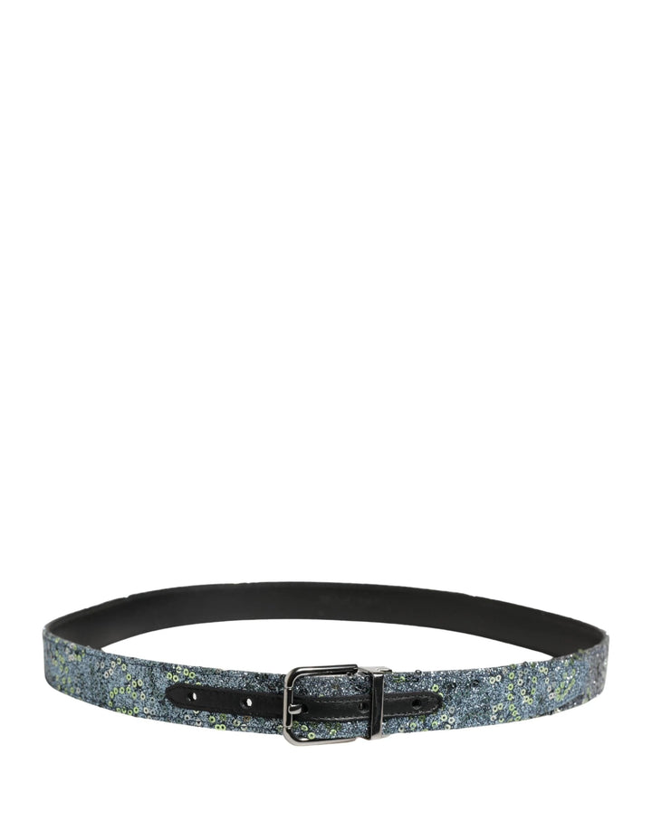 Dolce &amp; Gabbana Sample Sale Dolce &amp; Gabbana Men Multicolor Sequin Silver Metal Buckle Belt - | Designer outlet