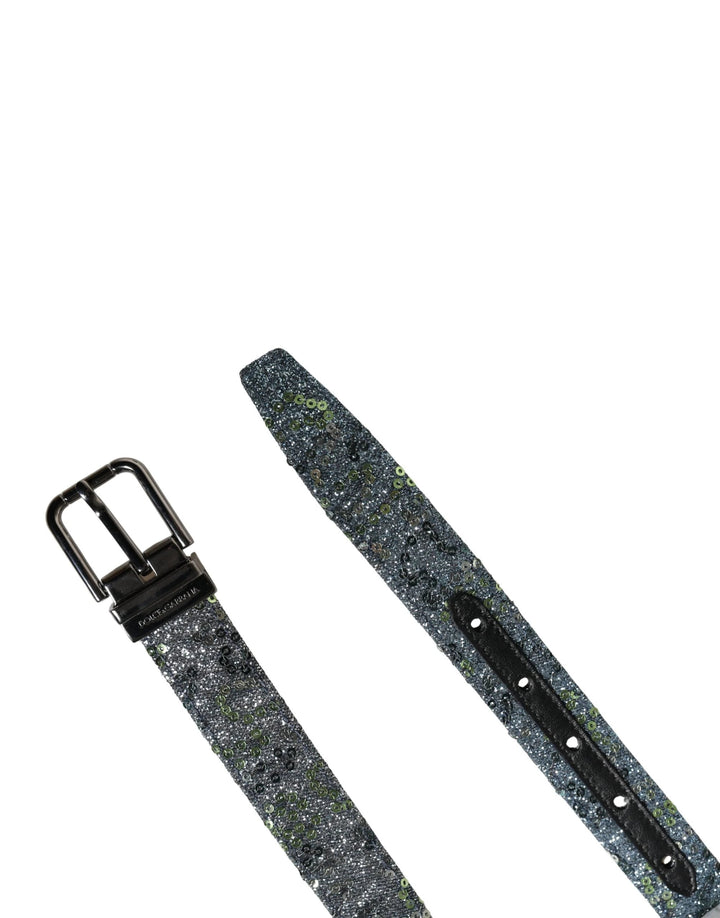 Dolce &amp; Gabbana Sample Sale Dolce &amp; Gabbana Men Multicolor Sequin Silver Metal Buckle Belt - | Designer outlet