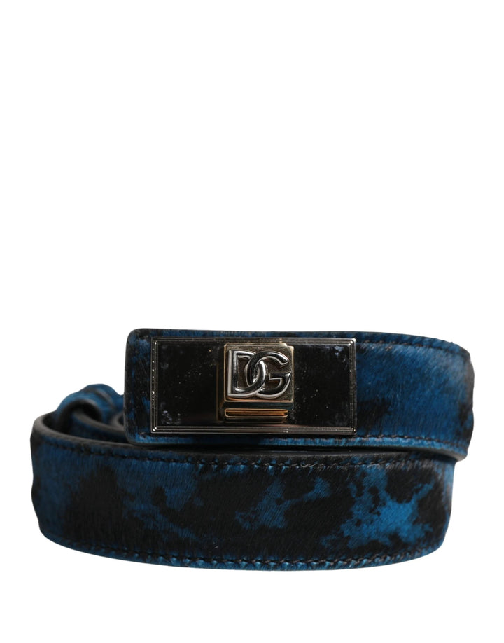 Dolce &amp; Gabbana Sample Sale Dolce &amp; Gabbana Men Blue Calf Leather Logo Metal Buckle Belt - | Designer outlet