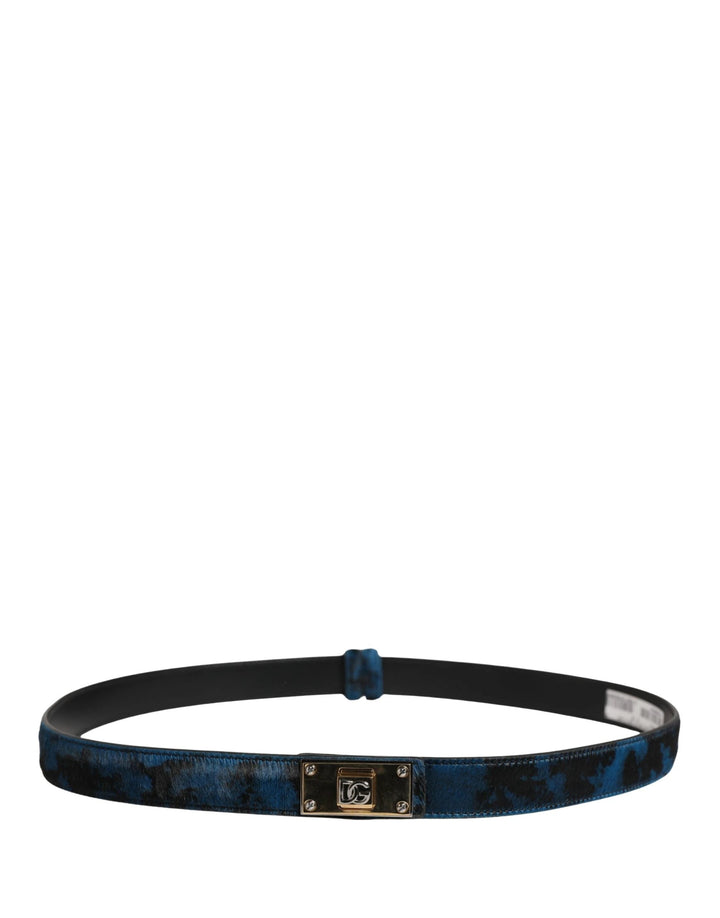 Dolce &amp; Gabbana Sample Sale Dolce &amp; Gabbana Men Blue Calf Leather Logo Metal Buckle Belt - | Designer outlet