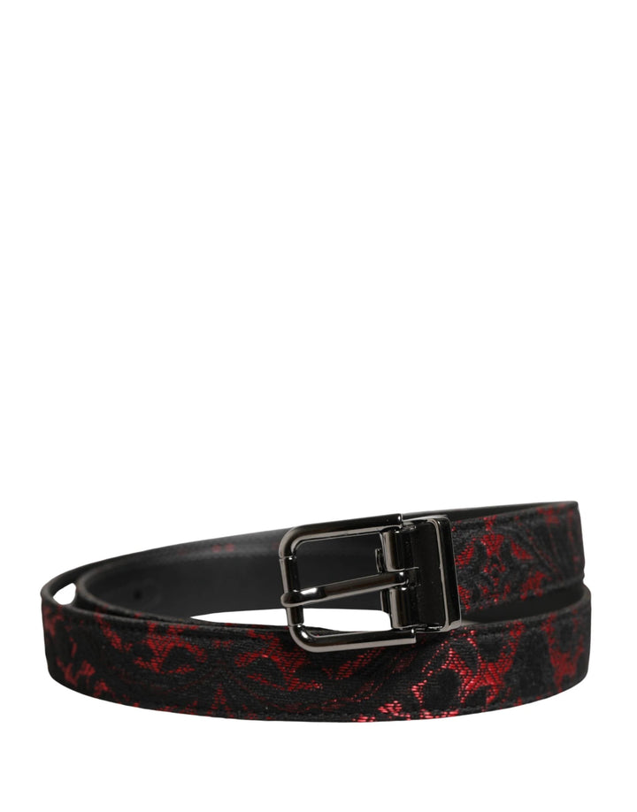 Dolce &amp; Gabbana Sample Sale Dolce &amp; Gabbana Black Red Polyester Silver Metal Buckle Belt - | Designer outlet
