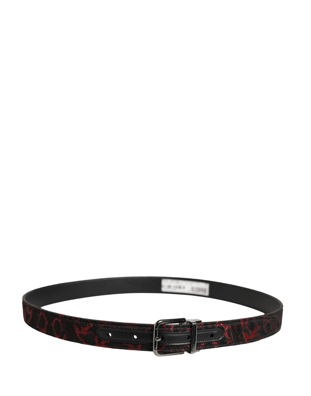 Dolce &amp; Gabbana Sample Sale Dolce &amp; Gabbana Black Red Polyester Silver Metal Buckle Belt - | Designer outlet