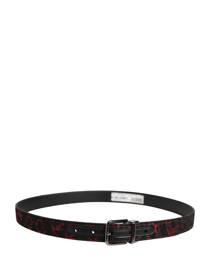 Dolce &amp; Gabbana Sample Sale Dolce &amp; Gabbana Black Red Polyester Silver Metal Buckle Belt - | Designer outlet