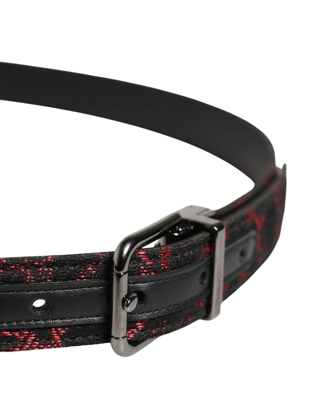Dolce &amp; Gabbana Sample Sale Dolce &amp; Gabbana Black Red Polyester Silver Metal Buckle Belt - | Designer outlet