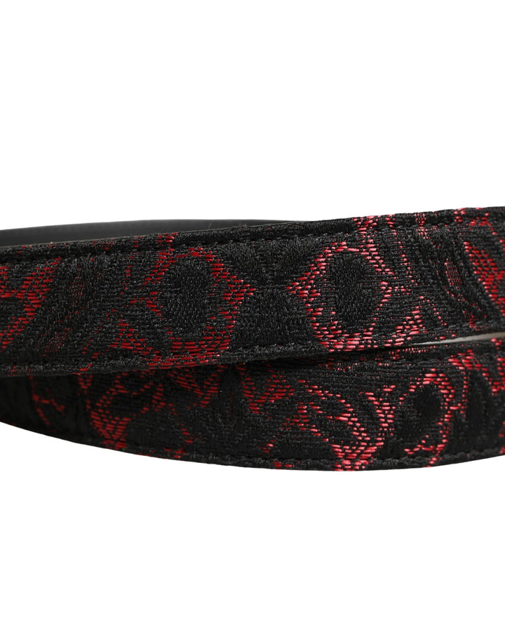 Dolce &amp; Gabbana Sample Sale Dolce &amp; Gabbana Black Red Polyester Silver Metal Buckle Belt - | Designer outlet