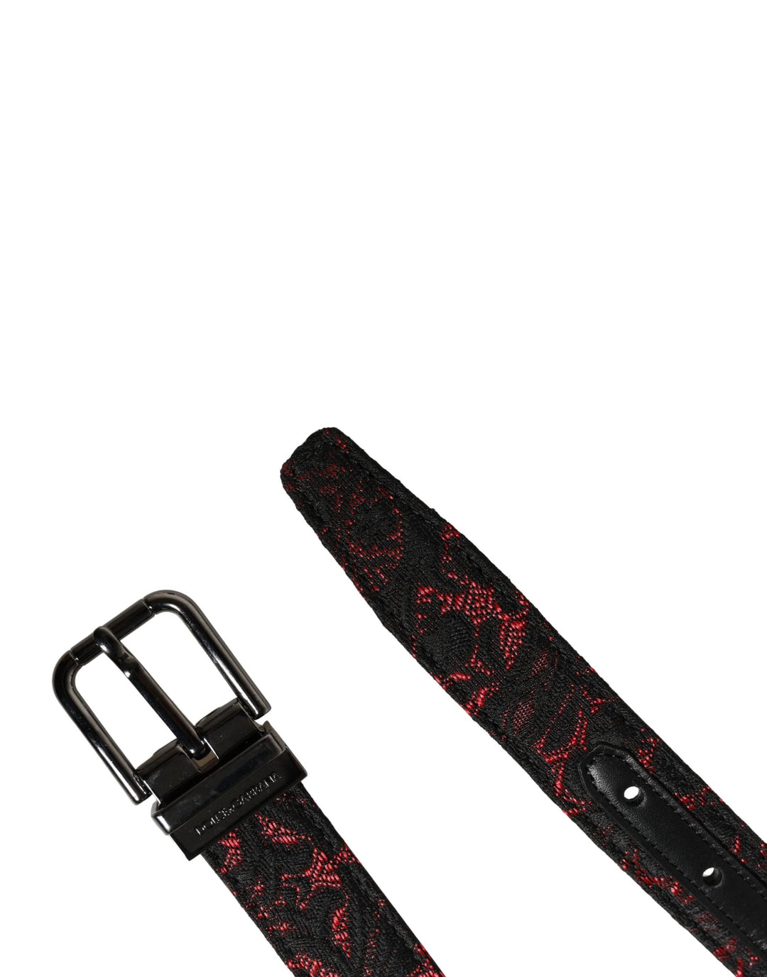 Dolce &amp; Gabbana Sample Sale Dolce &amp; Gabbana Black Red Polyester Silver Metal Buckle Belt - | Designer outlet