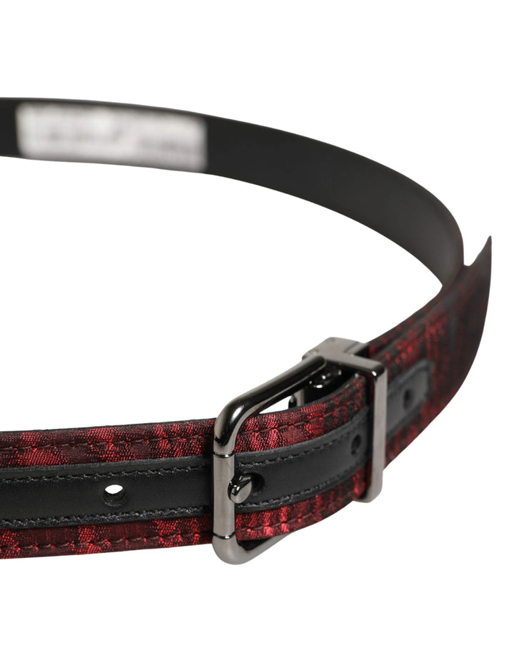 Dolce &amp; Gabbana Sample Sale Dolce &amp; Gabbana Men Red Jacquard Acetate Metal Buckle Belt - | Designer outlet