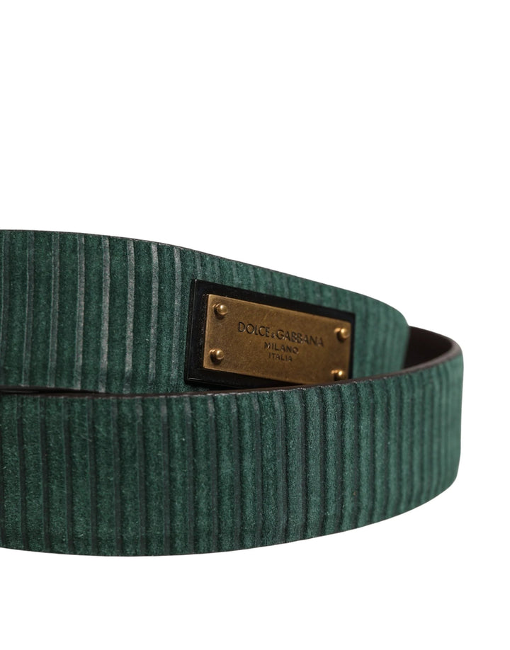 Dolce &amp; Gabbana Sample Sale Dolce &amp; Gabbana Men Green Velvet Leather Metal Buckle Belt - | Designer outlet
