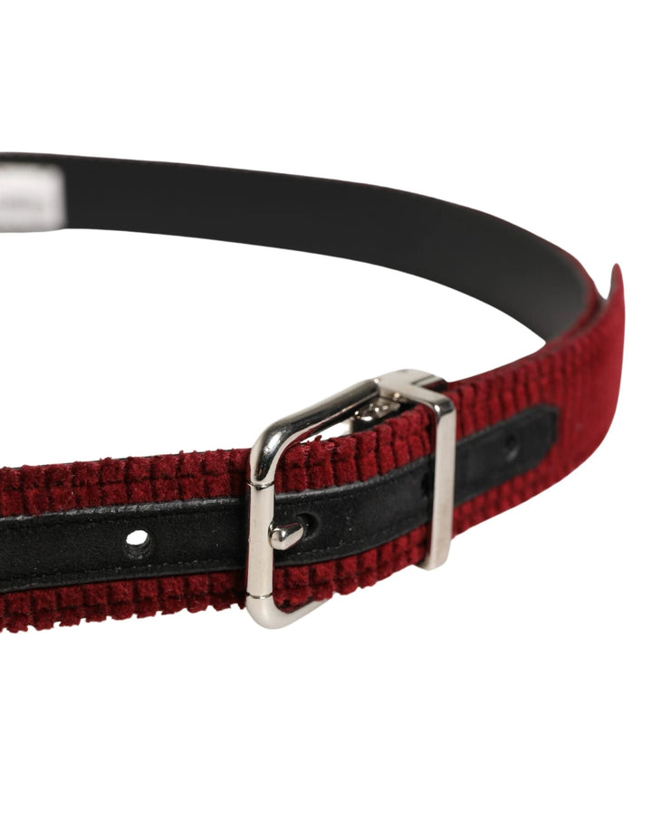 Dolce &amp; Gabbana Sample Sale Dolce &amp; Gabbana Men Red Velvet Leather Metal Buckle Belt - | Designer outlet