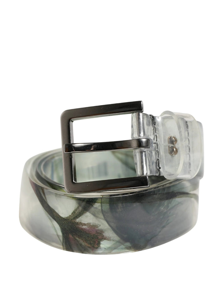 Dolce &amp; Gabbana Sample Sale Dolce &amp; Gabbana Men White Floral PVC Silver Metal Buckle Belt - | Designer outlet