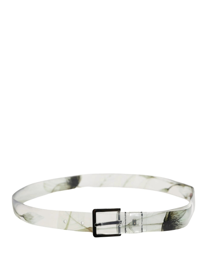 Dolce &amp; Gabbana Sample Sale Dolce &amp; Gabbana Men White Floral PVC Silver Metal Buckle Belt - | Designer outlet