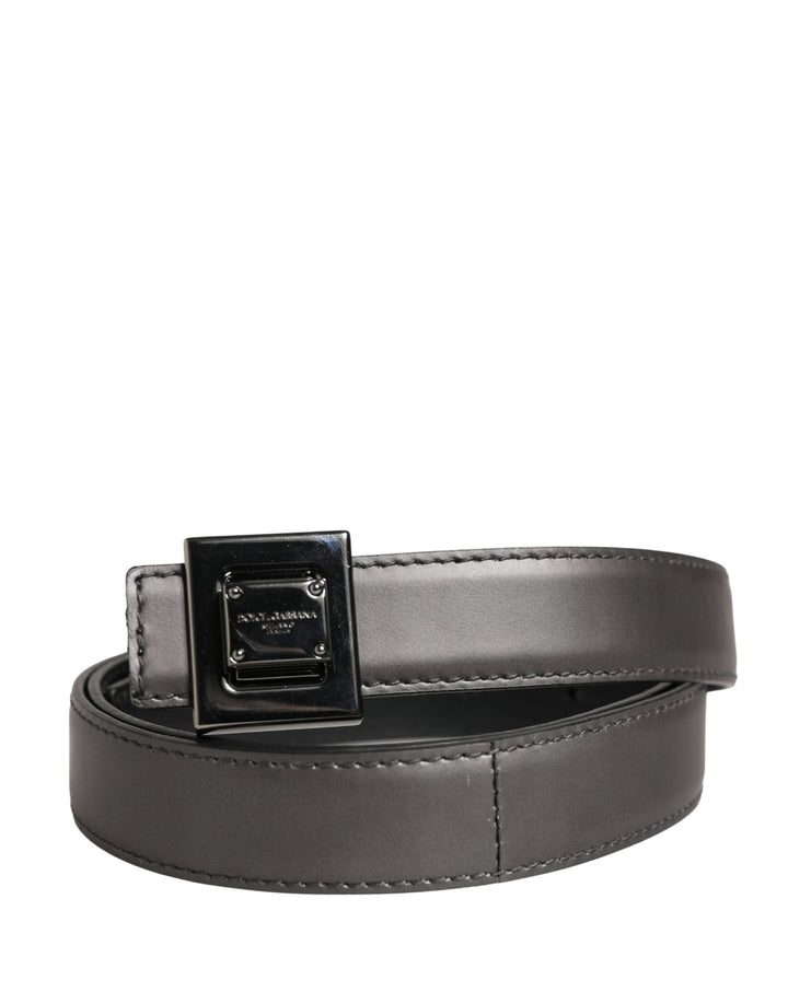 Dolce &amp; Gabbana Sample Sale Dolce &amp; Gabbana Men Silver Classic Leather Square Buckle Belt - | Designer outlet
