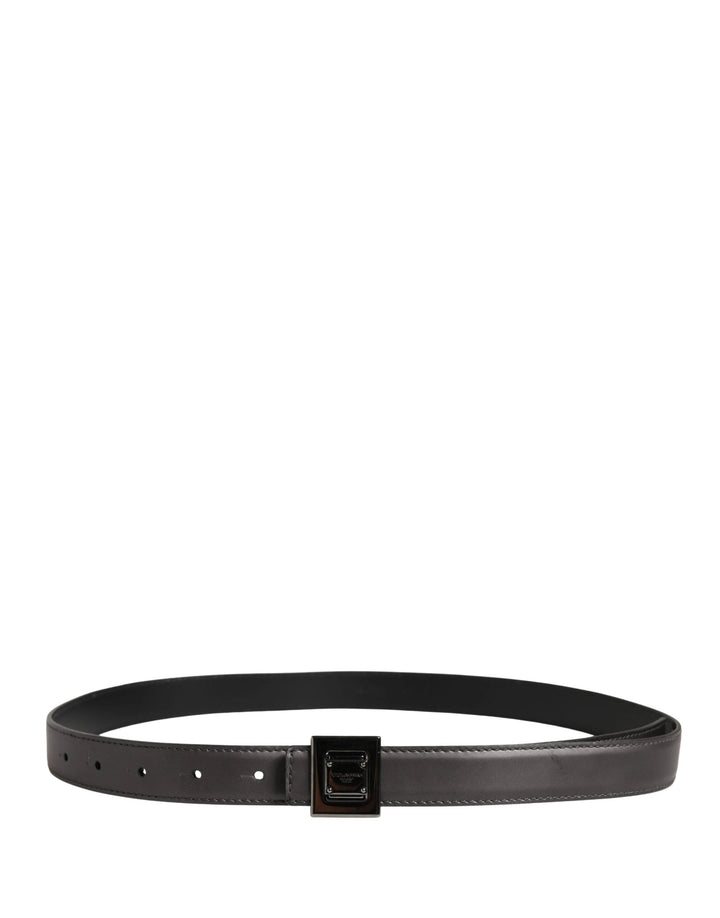 Dolce &amp; Gabbana Sample Sale Dolce &amp; Gabbana Men Silver Classic Leather Square Buckle Belt - | Designer outlet