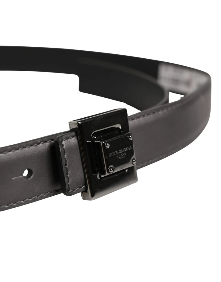 Dolce &amp; Gabbana Sample Sale Dolce &amp; Gabbana Men Silver Classic Leather Square Buckle Belt - | Designer outlet