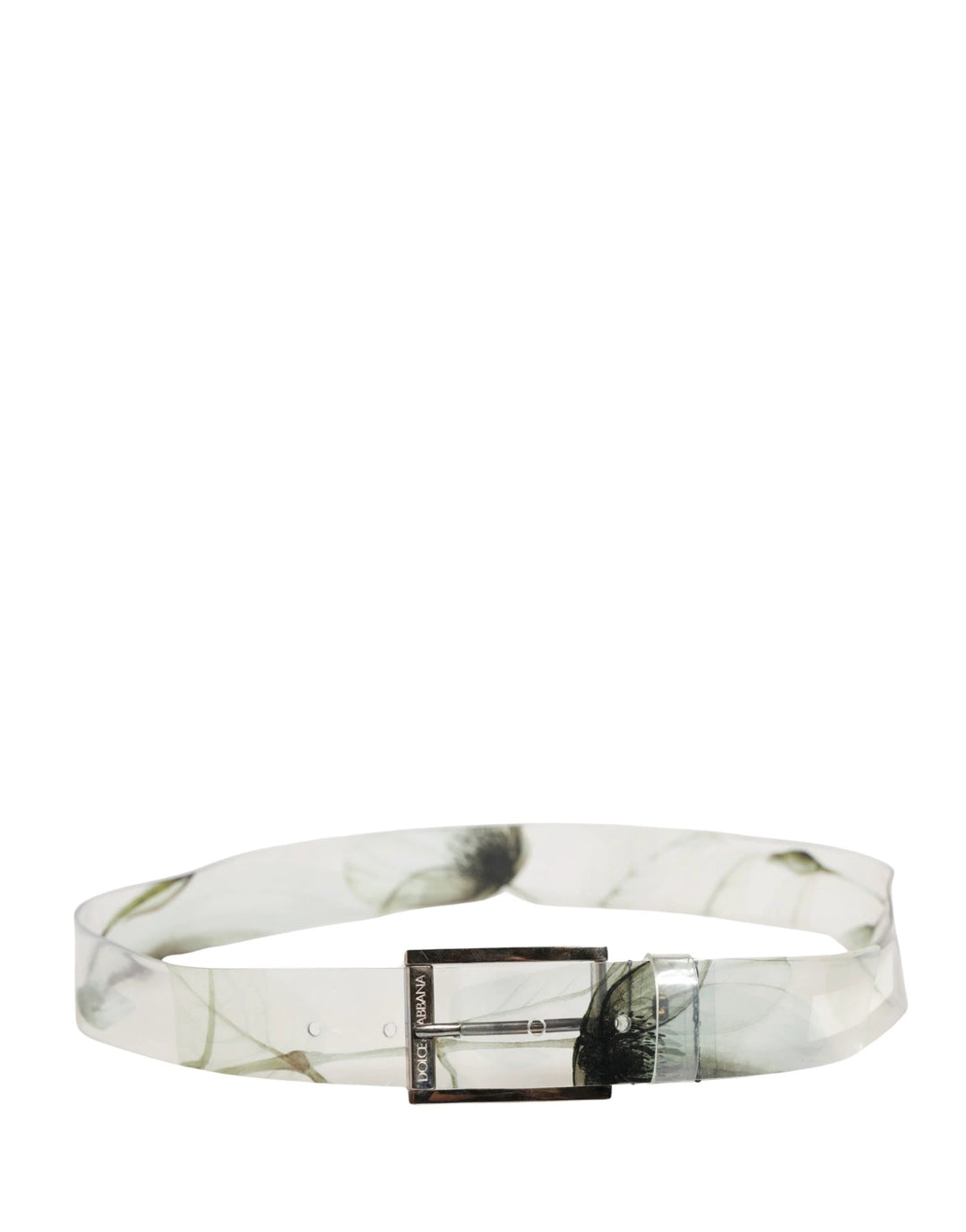Dolce &amp; Gabbana Sample Sale Dolce &amp; Gabbana Men White Floral PVC Silver Metal Buckle Belt - | Designer outlet
