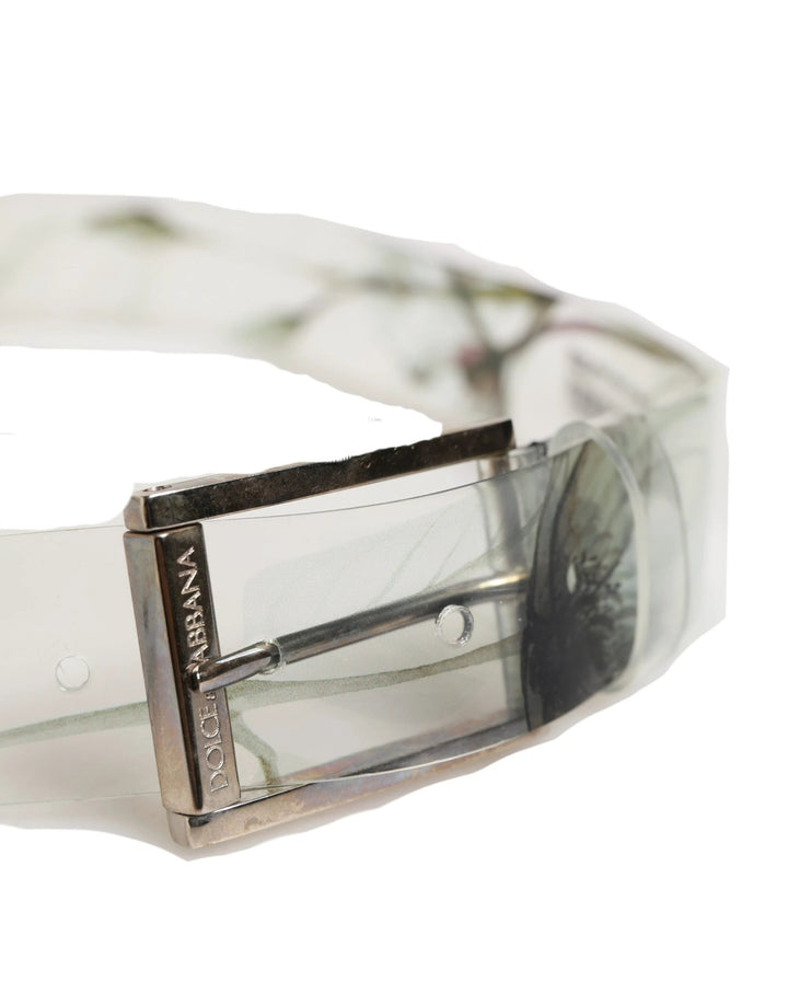 Dolce &amp; Gabbana Sample Sale Dolce &amp; Gabbana Men White Floral PVC Silver Metal Buckle Belt - | Designer outlet