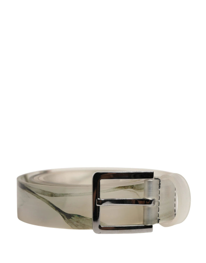 Dolce &amp; Gabbana Sample Sale Dolce &amp; Gabbana Men White Floral PVC Silver Metal Buckle Belt - | Designer outlet