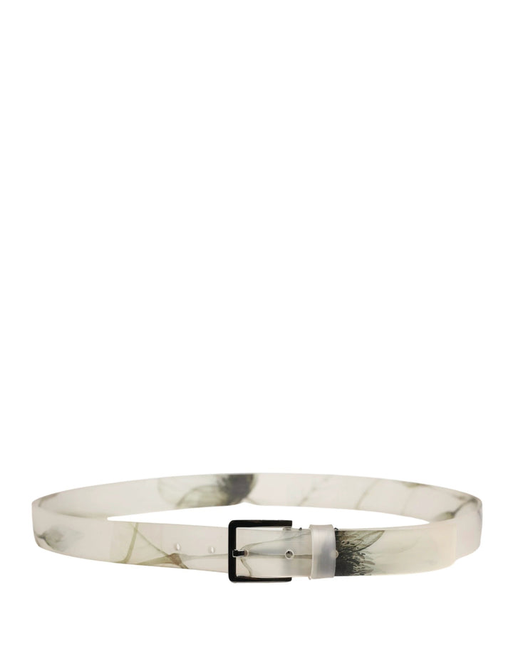 Dolce &amp; Gabbana Sample Sale Dolce &amp; Gabbana Men White Floral PVC Silver Metal Buckle Belt - | Designer outlet