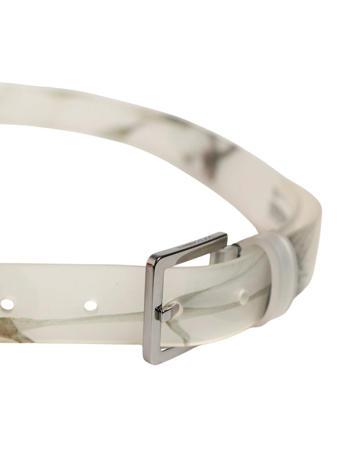 Dolce &amp; Gabbana Sample Sale Dolce &amp; Gabbana Men White Floral PVC Silver Metal Buckle Belt - | Designer outlet