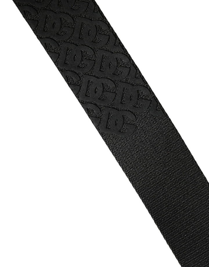Dolce &amp; Gabbana Sample Sale Dolce &amp; Gabbana Men Black DG Logo Polyester Metal Buckle Belt - | Designer outlet