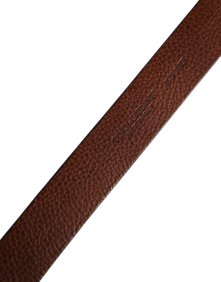 Dolce &amp; Gabbana Sample Sale Dolce &amp; Gabbana Men Brown Classic Leather Metal Buckle Belt - | Designer outlet