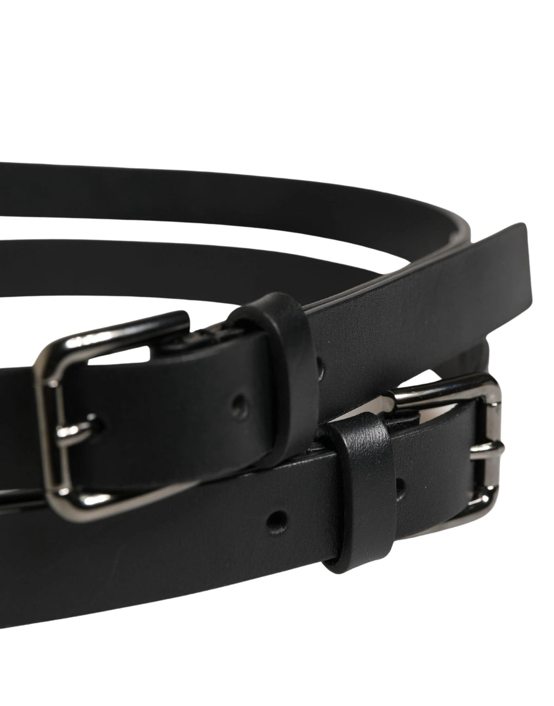 Dolce &amp; Gabbana Sample Sale Dolce &amp; Gabbana Black Double Strap Leather Silver Buckle Belt - | Designer outlet