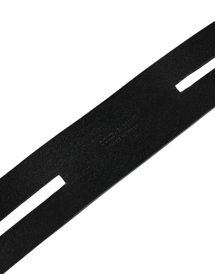 Dolce &amp; Gabbana Sample Sale Dolce &amp; Gabbana Black Double Strap Leather Silver Buckle Belt - | Designer outlet