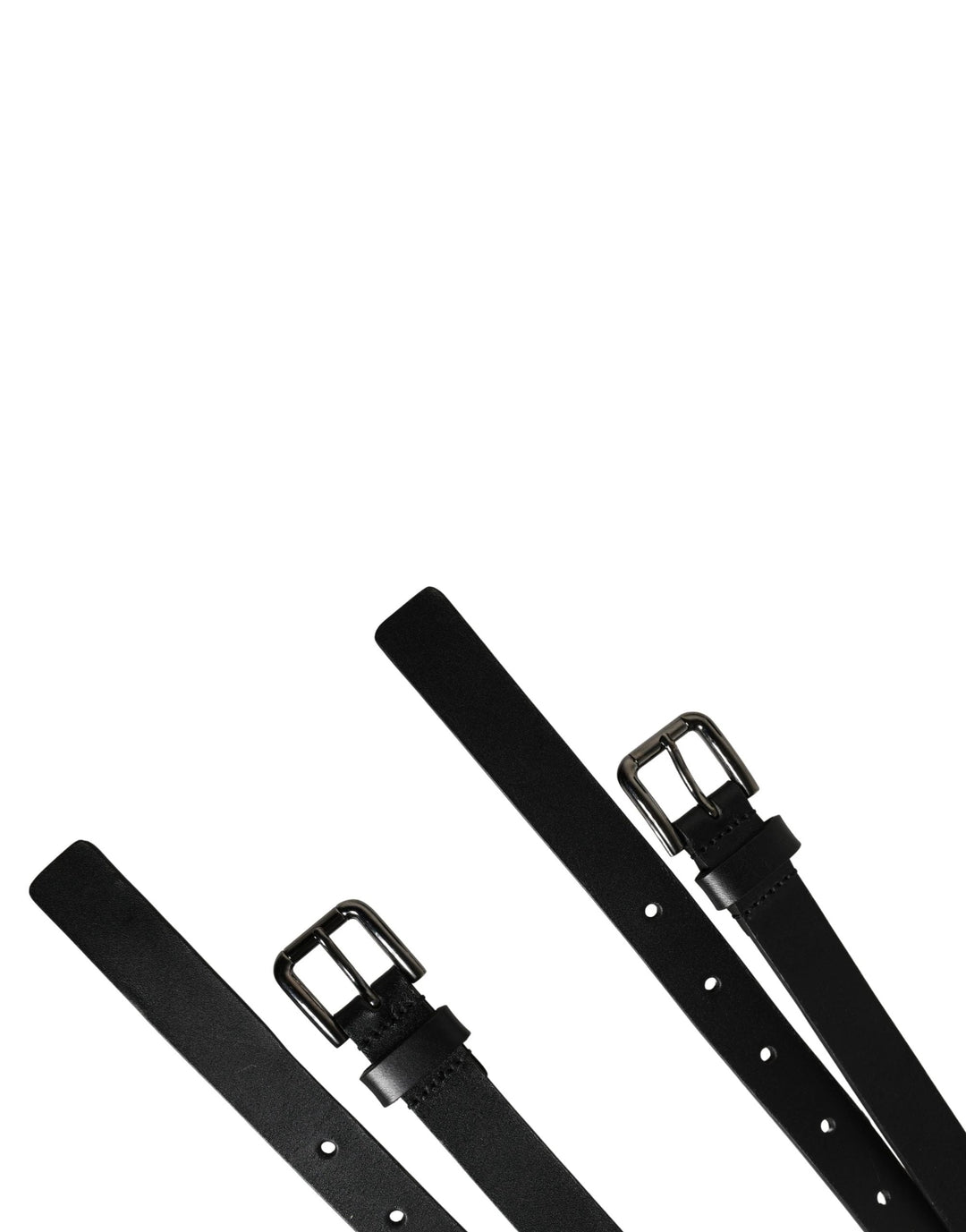 Dolce &amp; Gabbana Sample Sale Dolce &amp; Gabbana Black Double Strap Leather Silver Buckle Belt - | Designer outlet