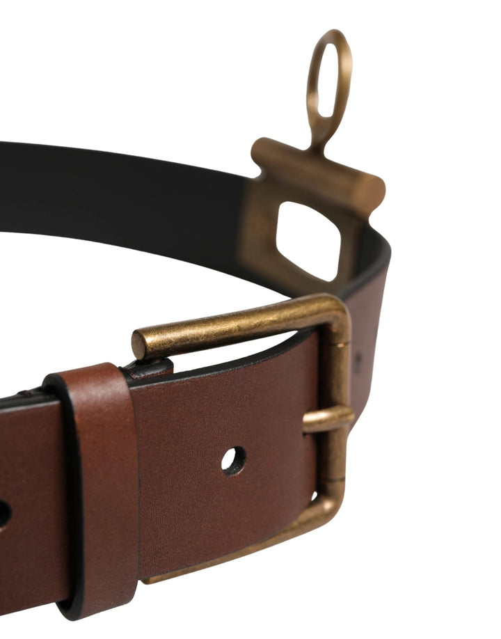 Dolce &amp; Gabbana Sample Sale Dolce &amp; Gabbana Men Brown Classic Leather Metal Buckle Belt - | Designer outlet