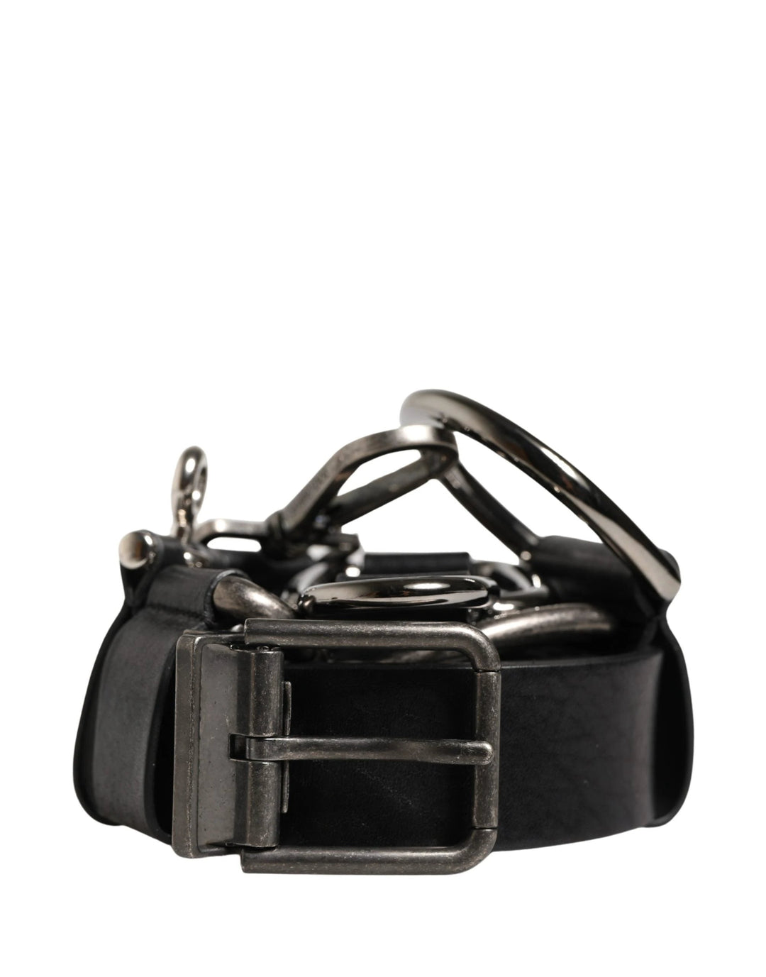 Dolce &amp; Gabbana Sample Sale Dolce &amp; Gabbana Black Calf Leather Silver Metal Buckle Belt - | Designer outlet