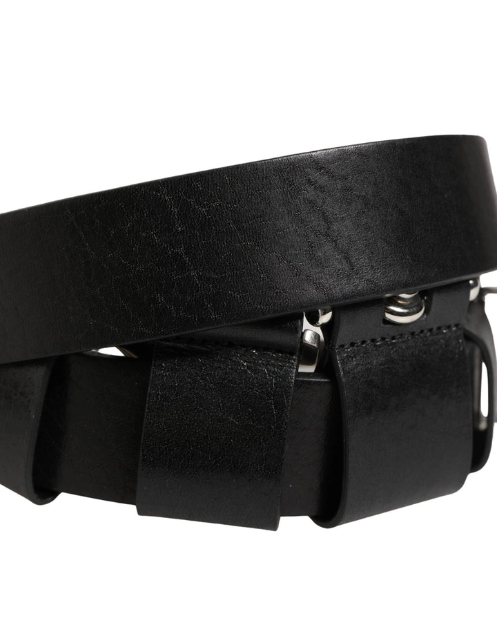 Dolce &amp; Gabbana Sample Sale Dolce &amp; Gabbana Black Calf Leather Silver Metal Buckle Belt - | Designer outlet