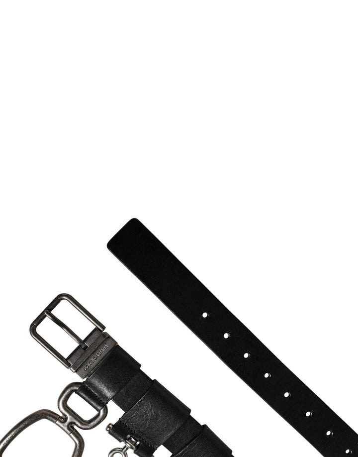 Dolce &amp; Gabbana Sample Sale Dolce &amp; Gabbana Black Calf Leather Silver Metal Buckle Belt - | Designer outlet