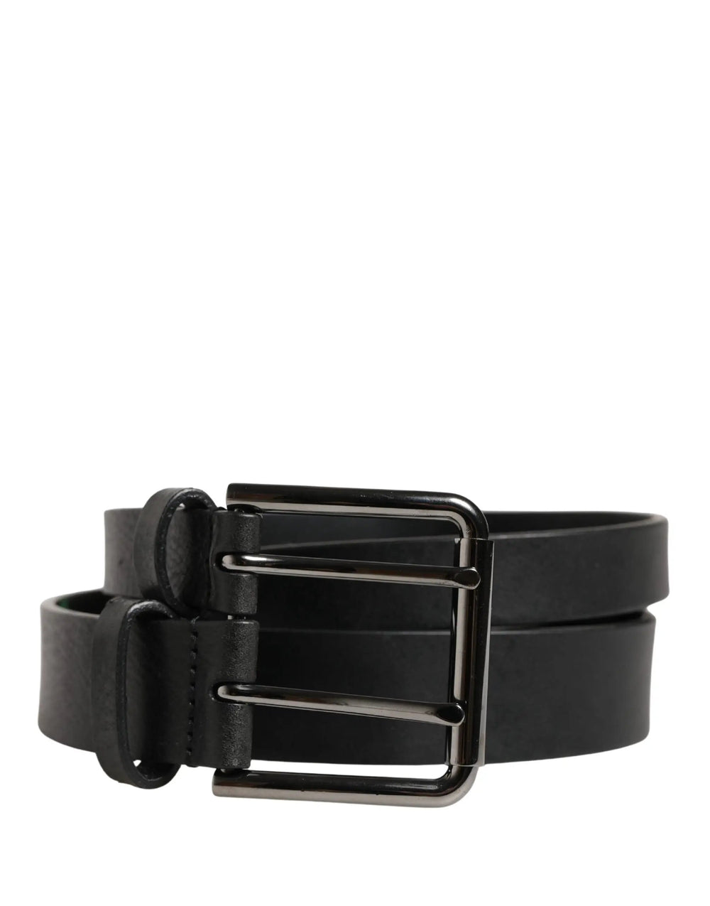 Dolce & Gabbana Sample Sale | Dolce & Gabbana Black Double Strap Leather Silver Buckle Belt - | Designer outlet