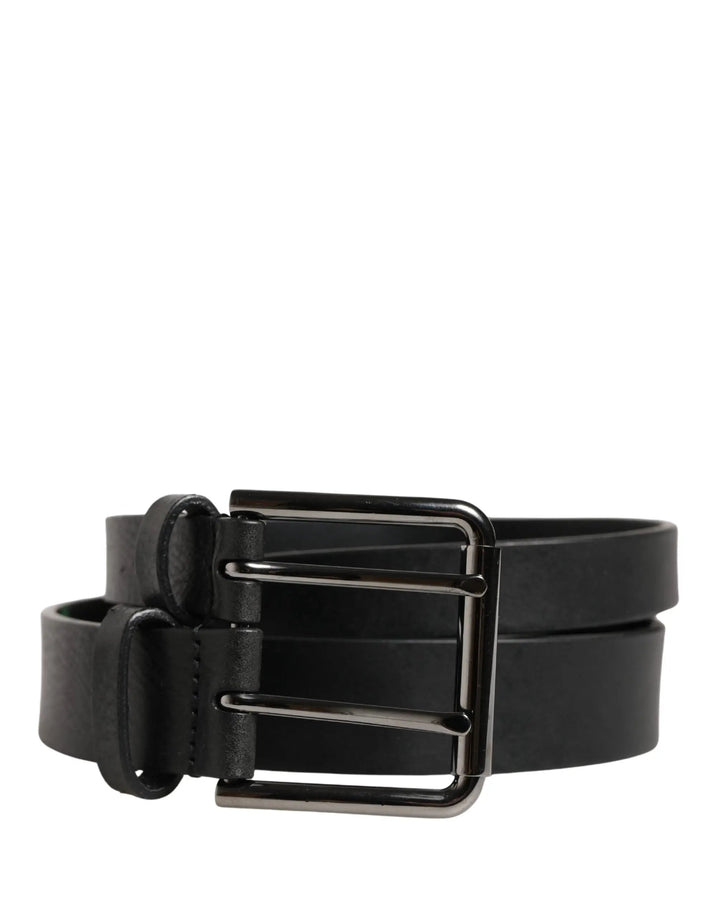 Dolce &amp; Gabbana Sample Sale | Dolce &amp; Gabbana Black Double Strap Leather Silver Buckle Belt - | Designer outlet