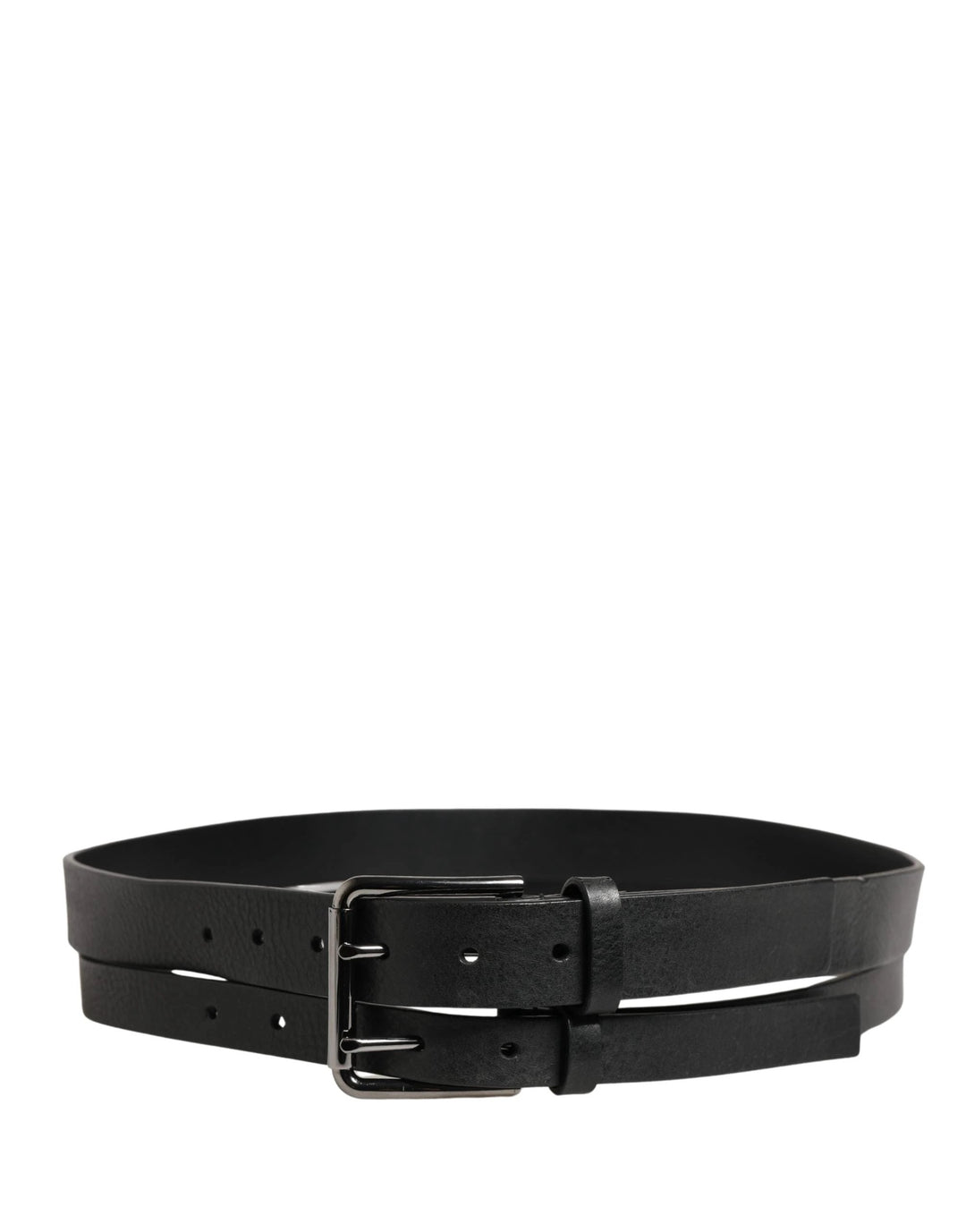 Dolce &amp; Gabbana Sample Sale Dolce &amp; Gabbana Black Double Strap Leather Silver Buckle Belt - | Designer outlet