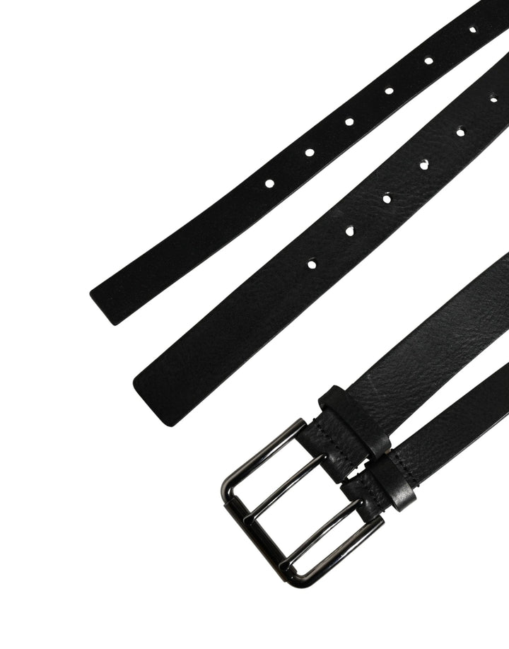 Dolce &amp; Gabbana Sample Sale Dolce &amp; Gabbana Black Double Strap Leather Silver Buckle Belt - | Designer outlet