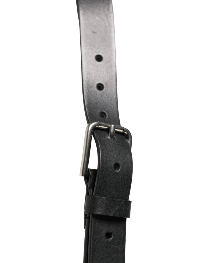 Dolce &amp; Gabbana Sample Sale Dolce &amp; Gabbana Black Double Strap Leather Silver Buckle Belt - | Designer outlet