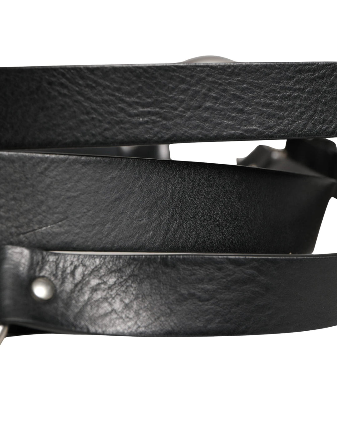 Dolce &amp; Gabbana Sample Sale Dolce &amp; Gabbana Black Double Strap Leather Silver Buckle Belt - | Designer outlet