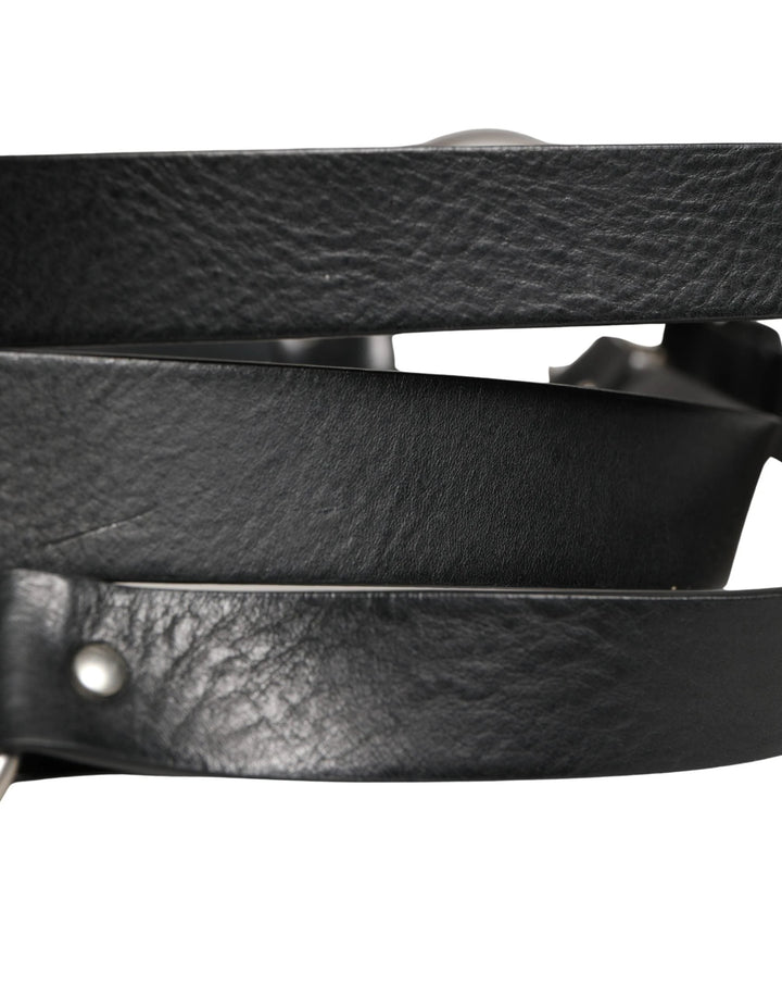 Dolce &amp; Gabbana Sample Sale Dolce &amp; Gabbana Black Double Strap Leather Silver Buckle Belt - | Designer outlet