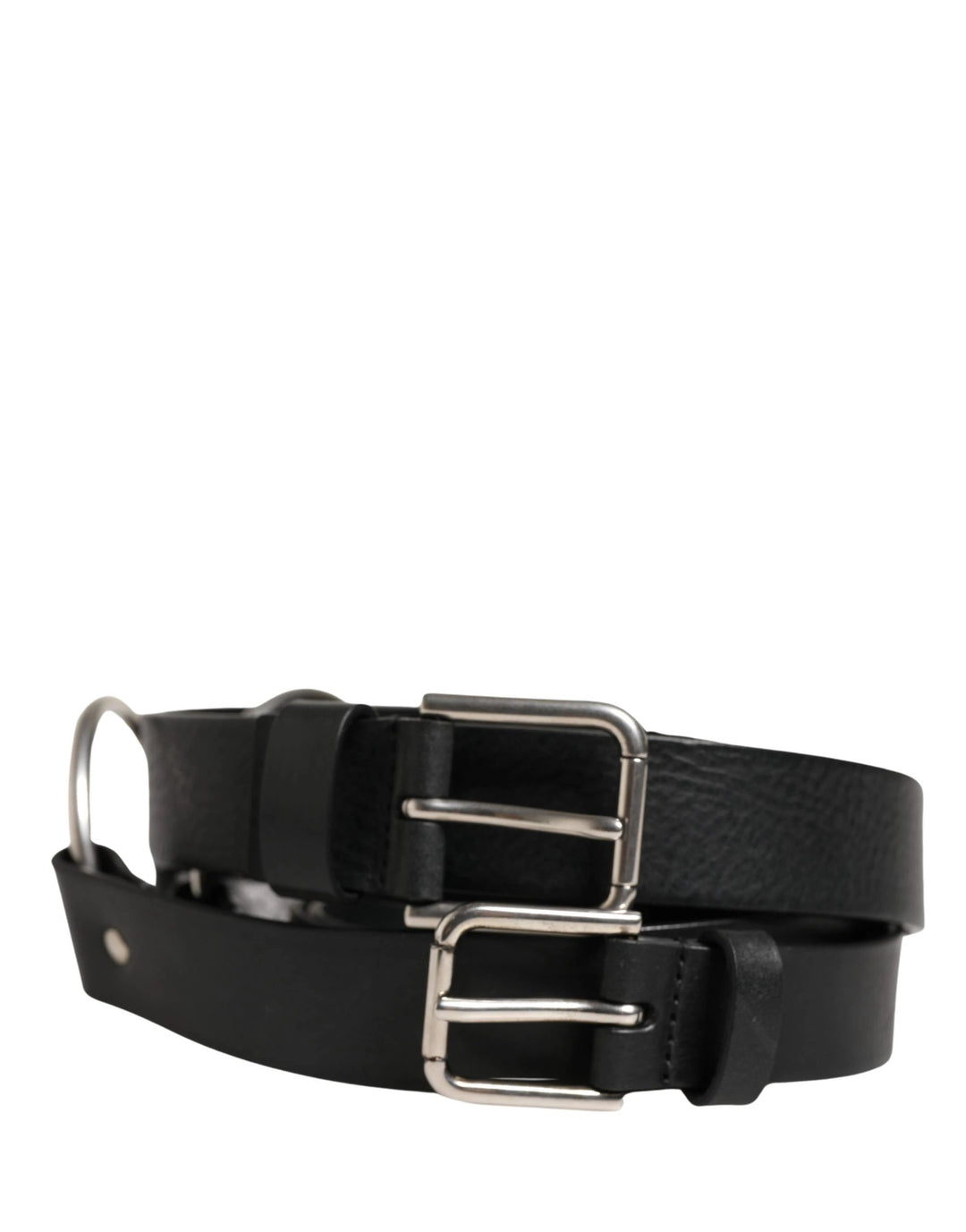 Dolce &amp; Gabbana Sample Sale Dolce &amp; Gabbana Black Double Strap Leather Silver Buckle Belt - | Designer outlet