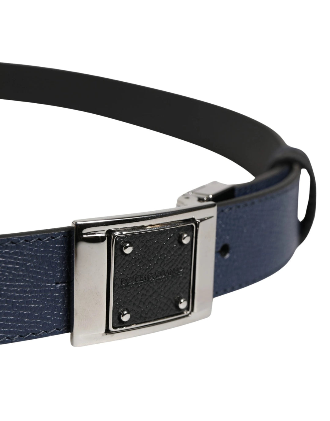 Dolce &amp; Gabbana Sample Sale Dolce &amp; Gabbana Men Blue Calfskin Leather Square Buckle Belt - | Designer outlet