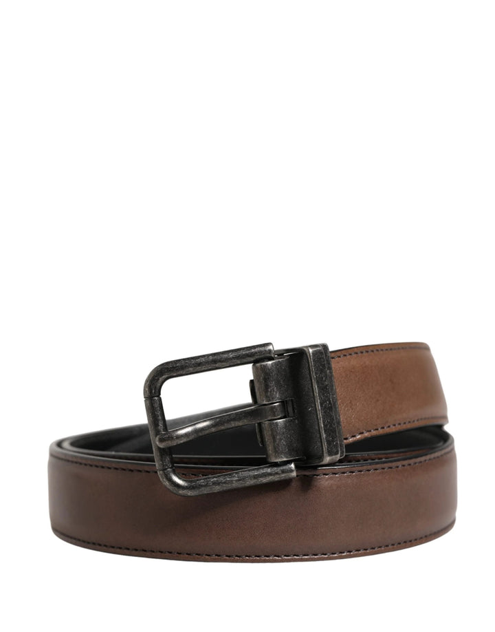 Dolce &amp; Gabbana Sample Sale Dolce &amp; Gabbana Men Brown Classic Leather Metal Buckle Belt - | Designer outlet