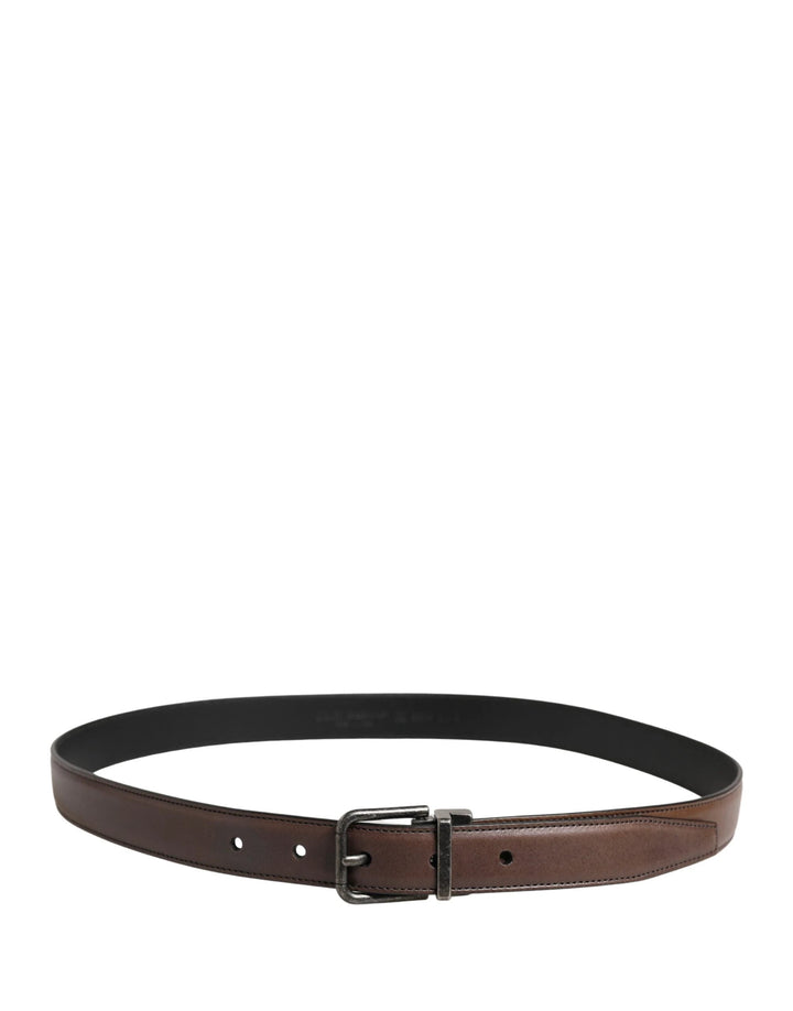 Dolce &amp; Gabbana Sample Sale Dolce &amp; Gabbana Men Brown Classic Leather Metal Buckle Belt - | Designer outlet