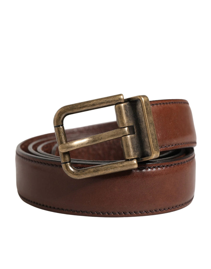 Dolce &amp; Gabbana Sample Sale Dolce &amp; Gabbana Men Brown Classic Leather Metal Buckle Belt - | Designer outlet