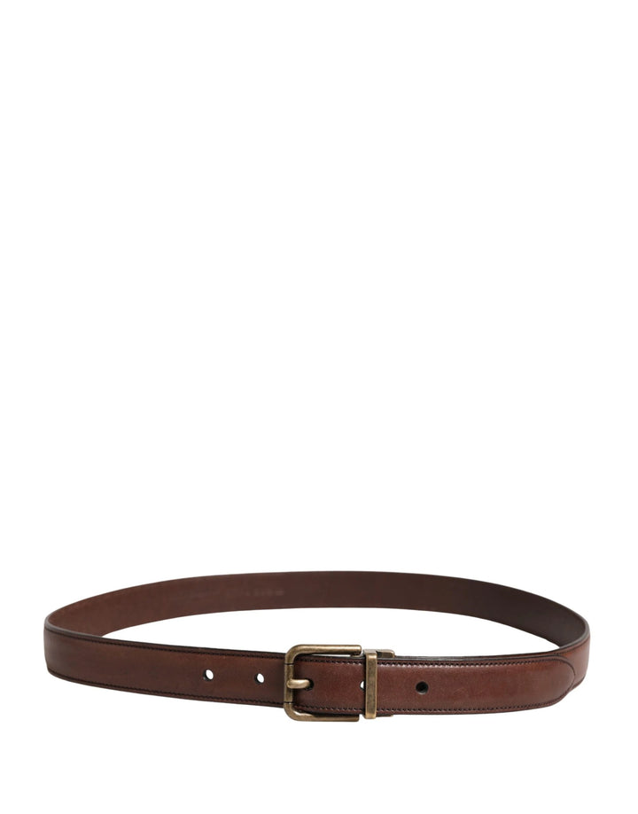Dolce &amp; Gabbana Sample Sale Dolce &amp; Gabbana Men Brown Classic Leather Metal Buckle Belt - | Designer outlet