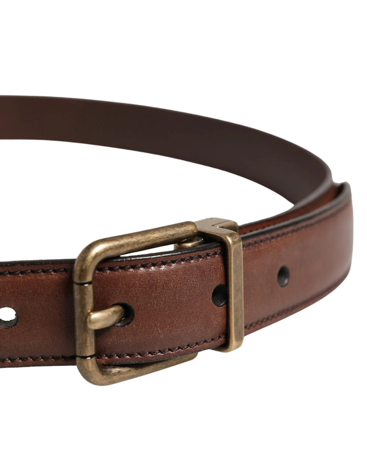 Dolce &amp; Gabbana Sample Sale Dolce &amp; Gabbana Men Brown Classic Leather Metal Buckle Belt - | Designer outlet